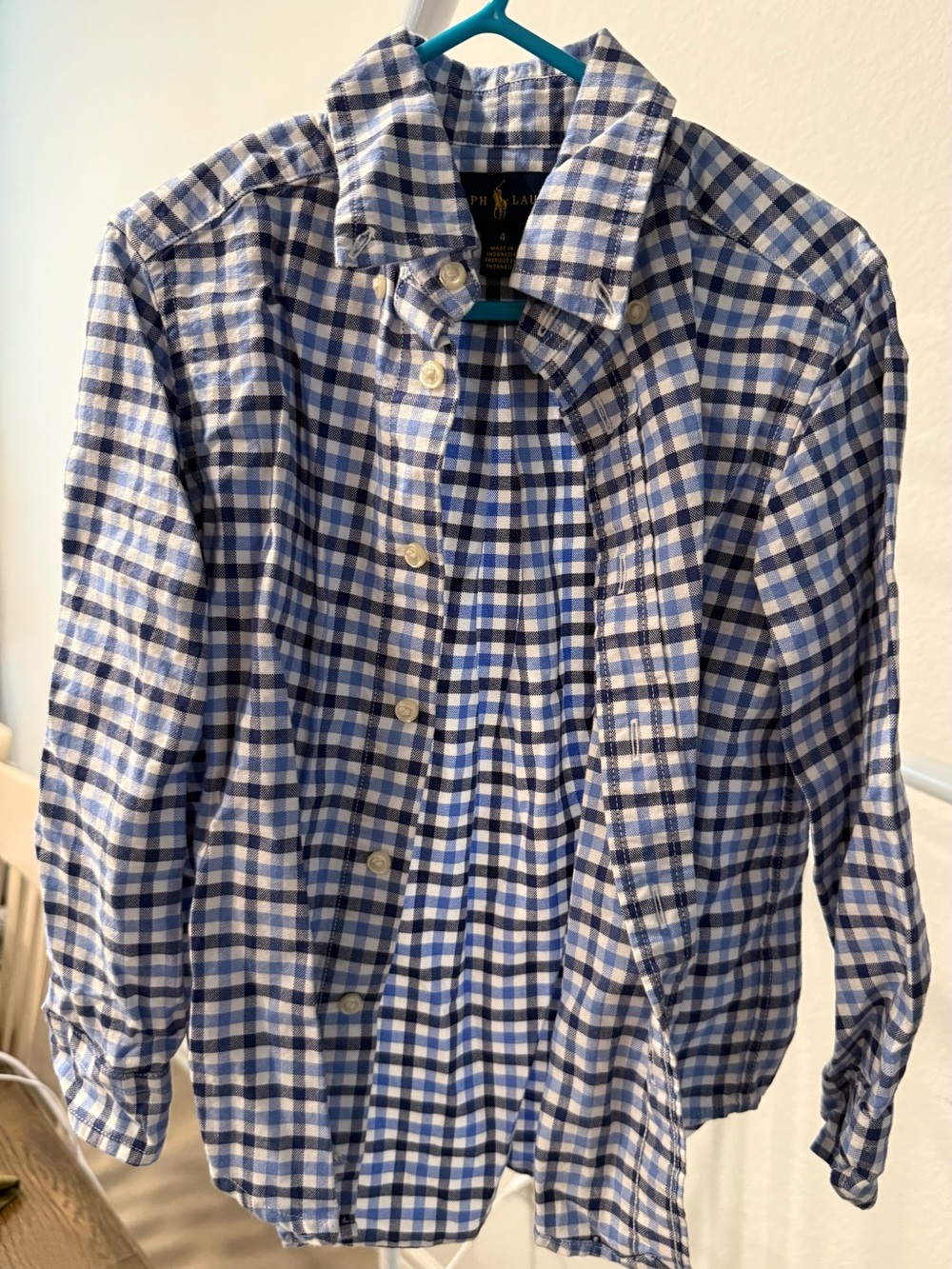 Ralph Lauren Blue and White Gingham Shirt